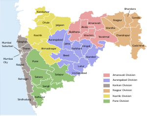 Locator map of the state of Maharashtra, India...