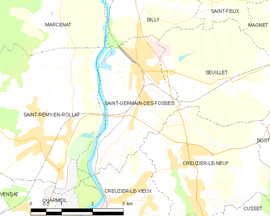 Mapa obce Saint-Germain-des-Fossés