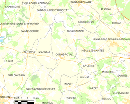 Mapa obce Corme-Royal