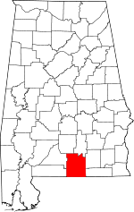 Map of Alabama highlighting Covington County