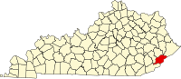 Map of Kentaki highlighting Letcher County