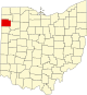 Localização do Map of Ohio highlighting Paulding County