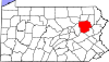 Mapa de Pensilvania con la ubicación del condado de Luzerne