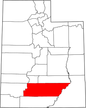 Карта штата Юта с указанием округа Гарфилд