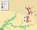 Day 3, Phase 1: Byzantine left flank and left half of the center attack and push back the respective Muslim corps.