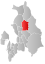 Ullensaker markert med rødt på fylkeskartet