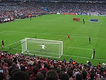 Philipp Lahm is about to score in the 2012 UEFA Champions League final Penalty kick Lahm Cech Champions League Final 2012.jpg