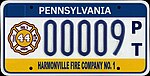 Пожарная компания Пенсильвании Хармонвилл № 1 номерной знак.jpg