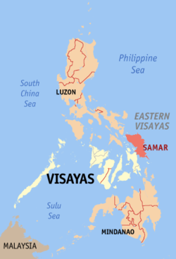Poloha ostrova Samar v rámci Filipín