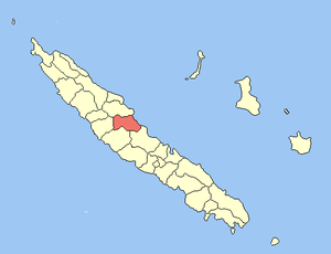 Location of the commune (in red) within New Caledonia