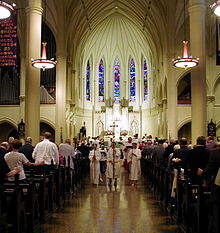 A procession in St. Mary's Episcopal Cathedral, Memphis, Tennessee, in 2002 Procession at St. Marys Episcopal Cathedral.jpg