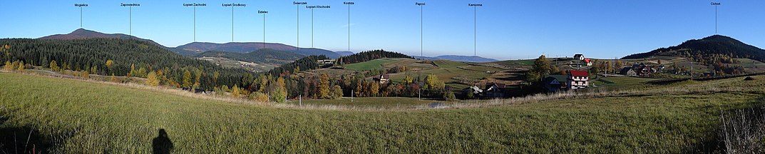 Panorama widokowa z Przełęczy Słopnickiej