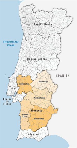 Karte der Region Alentejo