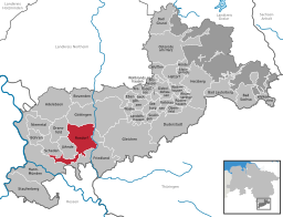 Läget för kommunen Rosdorf, Niedersachsen i Landkreis Göttingen