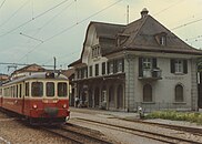 Stationsgebäude Waldstatt mit BDe 4/4 (ca. 1979)
