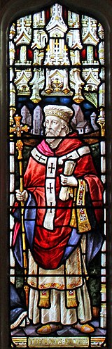 Saint Theodore of Tarsus stained glass at St John the Evangelist, Knotty Ash.jpg