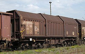 Four-axle UIC standard wagon for coil transport (Shimmns-u708 owned by DB)