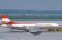 An Austrian Airlines Sud Caravelle in 1972. Sud SE-210 OE-LCA Austrian VIE 09.07.72.jpg