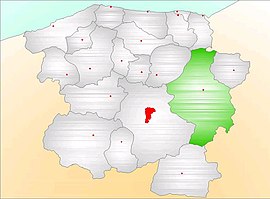 Map showing Taşköprü District (green) in Kastamonu Province