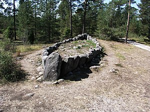 Monumen kapal batu. Pulau Gotland di Swedia.