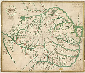 Old map of the rivers in the Ukraine and southern Russia, c. 1700.