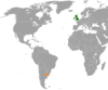 Location map for the United Kingdom and Uruguay.
