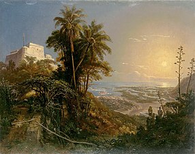 Rade et fort de Puerto Cabello, peinture de Ferdinand Bellermann, 1843.