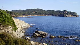 Vista platja de Castell-Camí de ronda Palamós a les Cales Cala Estreta (Costa Brava) - panoramio.jpg