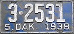 Номерной знак Южной Дакоты 1938 года.jpg