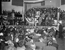 Charles Lindbergh speaking at an America First Committee rally Amrally.jpg
