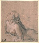 Нереида. Ок. 1702. Бумага, итальянский карандаш, мел. Лувр, Париж