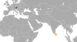 Lage von Österreich und Sri Lanka