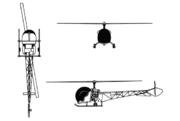 Desenho em três vistas do Bell 47