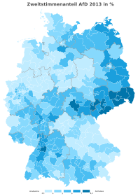 AfD 2,3 – 4 % > 4 – 5 % > 5 – 6 % > 6 – 7 % > 7 – 8,2 %