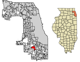 Расположение Дубового леса в округе Кук, штат Иллинойс.