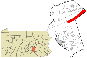 Location of Rush Township in Dauphin County (right) and of Dauphin County in Pennsylvania (left)