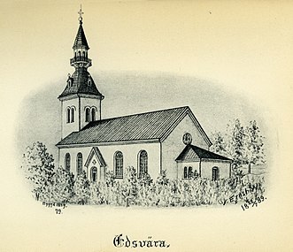 Kyrkan på teckning från 1889.