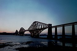 The Forth Bridge, a cantilever railway bridge with three balanced (double) cantilevers