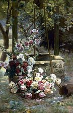 Fleurs près d'un puits (Květiny u studny), olej na plátně, 181 x 118,10 cm