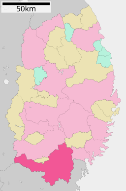 Ichinosekis läge i Iwate prefektur Städer:      Signifikanta städer      Övriga städer Landskommuner:      Köpingar      Byar