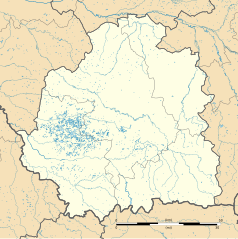 Mapa konturowa Indre, po prawej nieco u góry znajduje się punkt z opisem „Bordes”