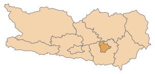Lage des Bezirks Klagenfurt am Wörthersee im Bundesland Kärnten (anklickbare Karte)