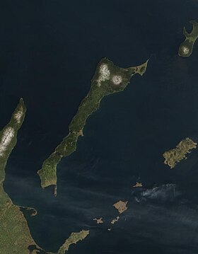 Остров Кунашир. Спутниковый снимок