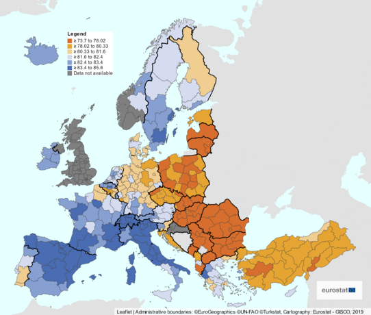 Life expectancy by Eurostat in regions -2019 -lite.png