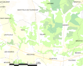 Mapa obce Teilhet