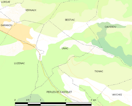 Mapa obce Unac