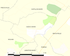 Mapa obce Cazaux-Savès