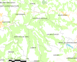 Mapa obce Latouille-Lentillac