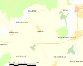 Mapa obce Étréchy
