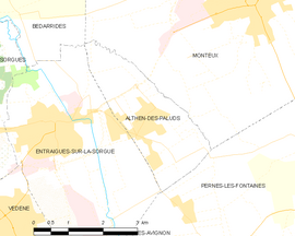 Mapa obce Althen-des-Paluds